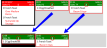 Schematic showing movement of tickets (left) on the Kitchen Display System (KDS) when a ticket gets bumped off (completed and removed) 